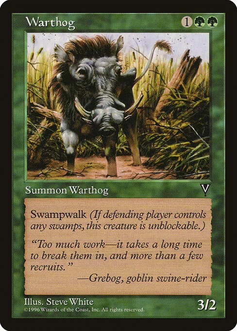 Warthog, carta Magic di tipo Creature — Boar illustrata da Steve White