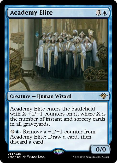 Academy Elite, carta Magic di tipo Creature — Human Wizard illustrata da Volkan Baǵa