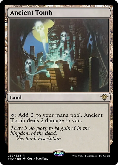 Ancient Tomb, carta Magic di tipo Land illustrata da Colin MacNeil