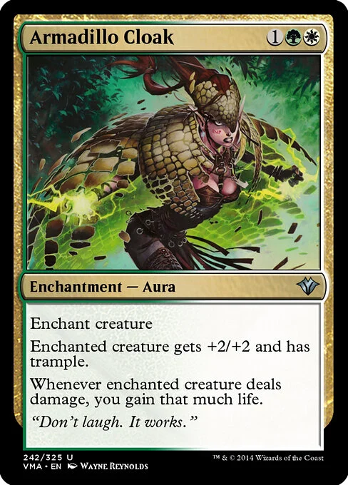 Armadillo Cloak, carta Magic di tipo Enchantment — Aura illustrata da Wayne Reynolds