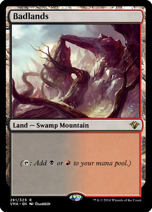 Badlands, carta Magic di tipo Land — Swamp Mountain illustrata da Daarken