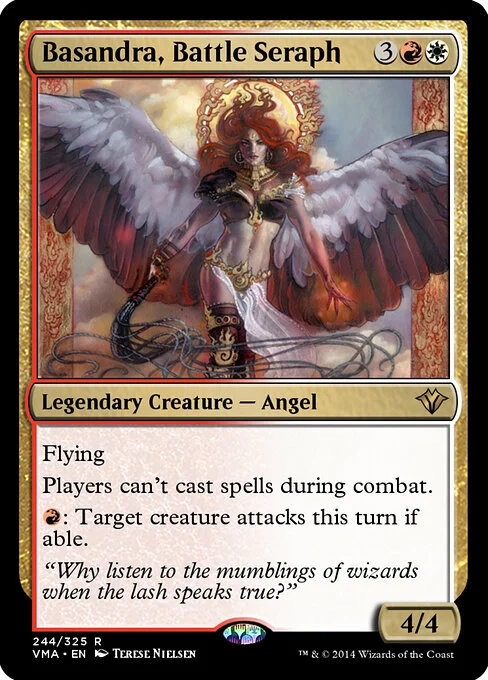 Basandra, Battle Seraph, carta Magic di tipo Legendary Creature — Angel illustrata da Terese Nielsen