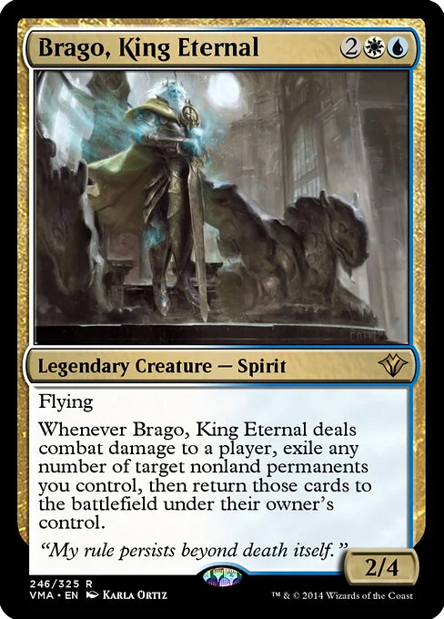 Brago, King Eternal, carta Magic di tipo Legendary Creature — Spirit Noble illustrata da Karla Ortiz