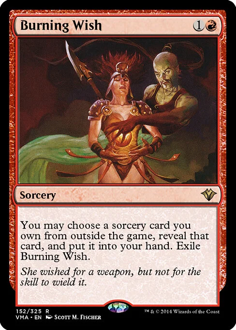 Burning Wish, carta Magic di tipo Sorcery illustrata da Scott M. Fischer