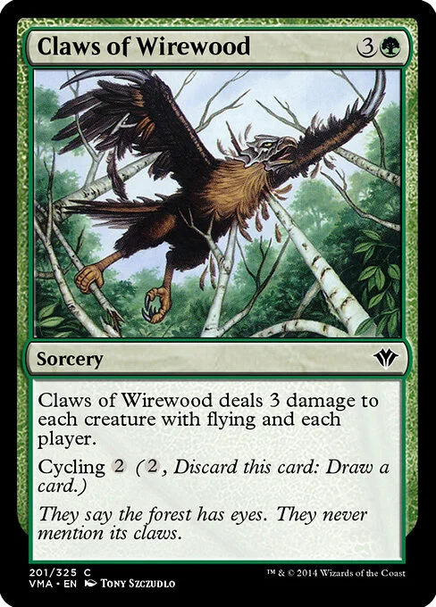 Claws of Wirewood, carta Magic di tipo Sorcery illustrata da Tony Szczudlo