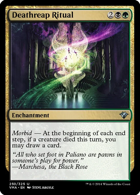 Deathreap Ritual, carta Magic di tipo Enchantment illustrata da Steve Argyle