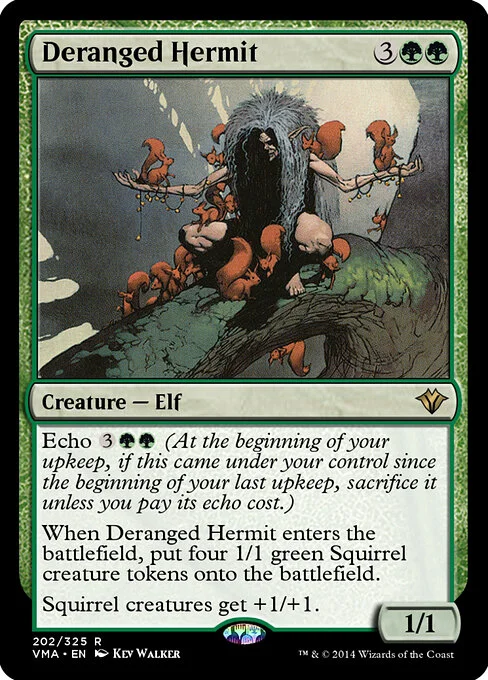 Deranged Hermit, carta Magic di tipo Creature — Elf illustrata da Kev Walker