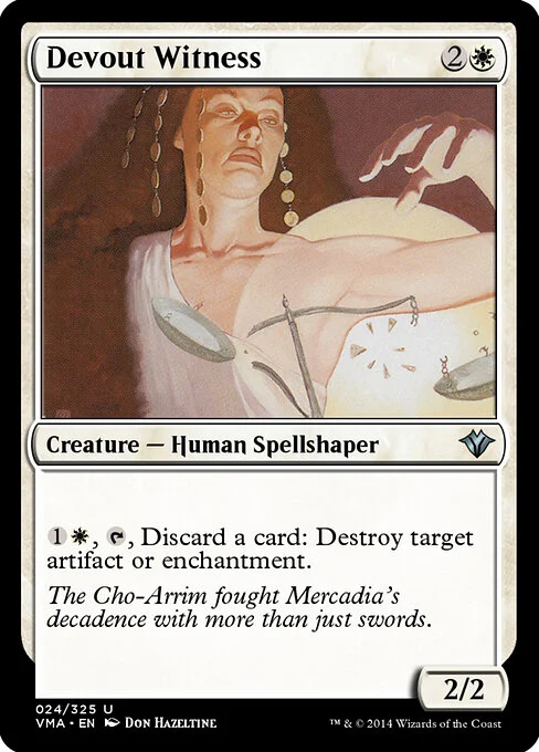 Devout Witness, carta Magic di tipo Creature — Human Spellshaper illustrata da Don Hazeltine