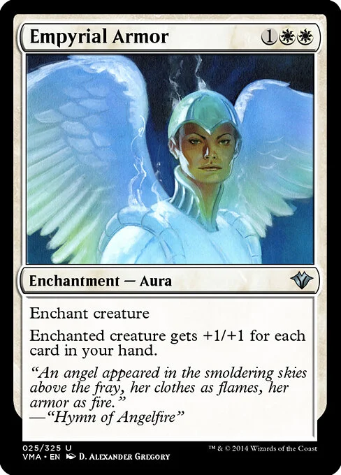 Empyrial Armor, carta Magic di tipo Enchantment — Aura illustrata da D. Alexander Gregory