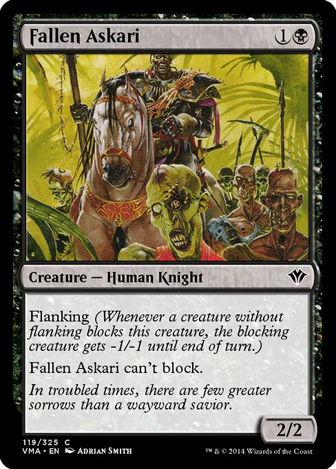 Fallen Askari, carta Magic di tipo Creature — Human Knight illustrata da Adrian Smith