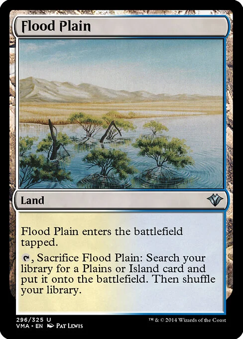 Flood Plain, carta Magic di tipo Land illustrata da Pat Lewis