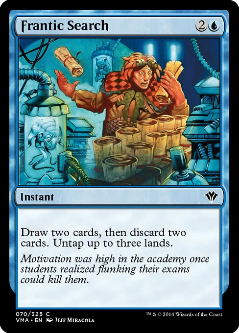 Frantic Search, carta Magic di tipo Instant illustrata da Jeff Miracola