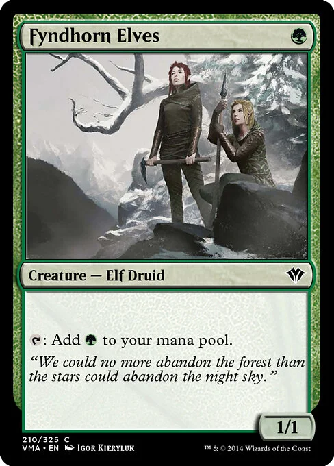 Fyndhorn Elves, carta Magic di tipo Creature — Elf Druid illustrata da Igor Kieryluk