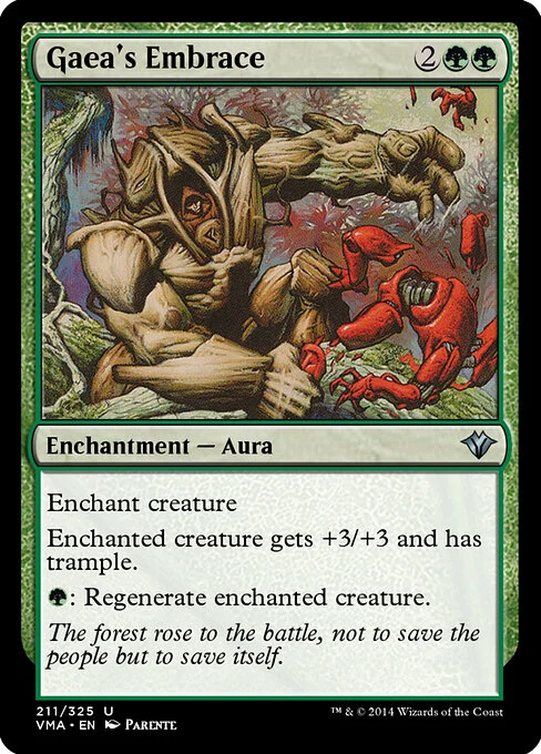 Gaea's Embrace, carta Magic di tipo Enchantment — Aura illustrata da Paolo Parente