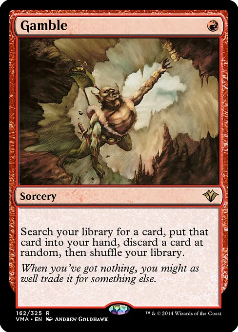 Gamble, carta Magic di tipo Sorcery illustrata da Andrew Goldhawk