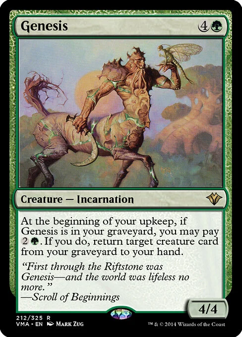 Genesis, carta Magic di tipo Creature — Incarnation illustrata da Mark Zug