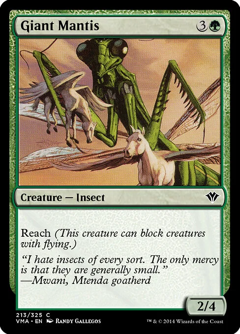 Giant Mantis, carta Magic di tipo Creature — Insect illustrata da Randy Gallegos