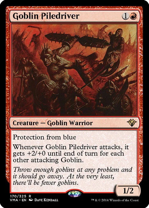 Goblin Piledriver, carta Magic di tipo Creature — Goblin Warrior illustrata da Dave Kendall