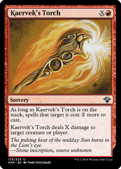 Kaervek's Torch, carta Magic di tipo Sorcery illustrata da John Coulthart