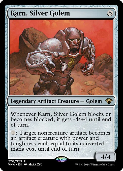 Karn, Silver Golem, carta Magic di tipo Legendary Artifact Creature — Golem illustrata da Mark Zug