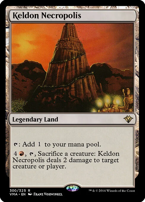 Keldon Necropolis, carta Magic di tipo Legendary Land illustrata da Franz Vohwinkel