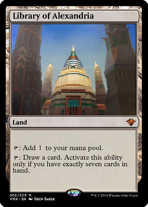 Library of Alexandria, carta Magic di tipo Land illustrata da Drew Baker