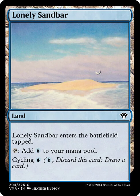 Lonely Sandbar, carta Magic di tipo Land illustrata da Heather Hudson