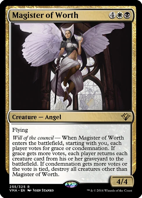 Magister of Worth, carta Magic di tipo Creature — Angel illustrata da John Stanko