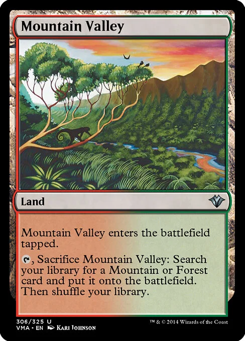 Mountain Valley, carta Magic di tipo Land illustrata da Kari Johnson