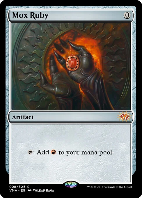 Mox Ruby, carta Magic di tipo Artifact illustrata da Volkan Baǵa