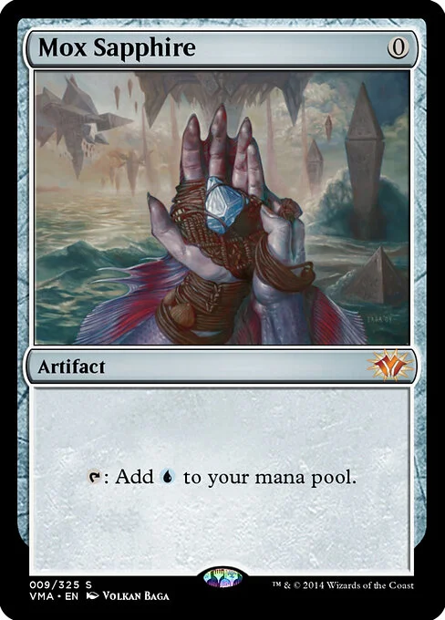 Mox Sapphire, carta Magic di tipo Artifact illustrata da Volkan Baǵa