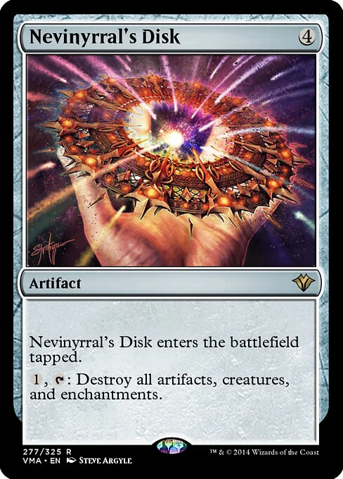 Nevinyrral's Disk, carta Magic di tipo Artifact illustrata da Steve Argyle