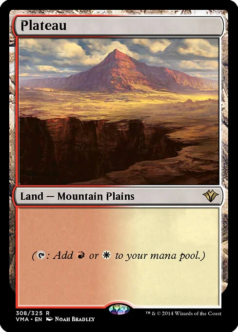 Plateau, carta Magic di tipo Land — Mountain Plains illustrata da Noah Bradley