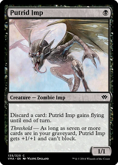 Putrid Imp, carta Magic di tipo Creature — Zombie Imp illustrata da Wayne England