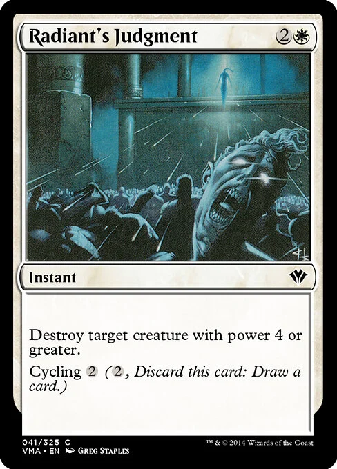 Radiant's Judgment, carta Magic di tipo Instant illustrata da Greg Staples