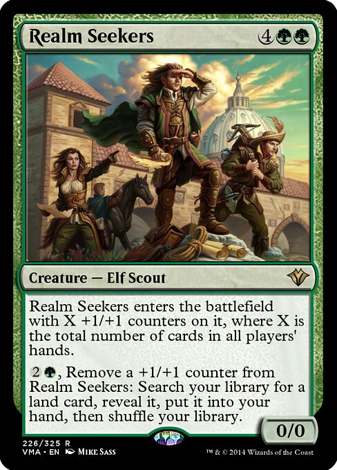 Realm Seekers, carta Magic di tipo Creature — Elf Scout illustrata da Mike Sass