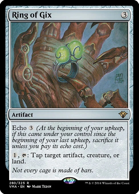 Ring of Gix, carta Magic di tipo Artifact illustrata da Mark Tedin