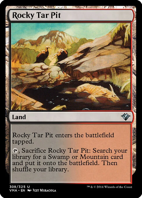 Rocky Tar Pit, carta Magic di tipo Land illustrata da Jeff Miracola