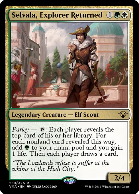 Selvala, Explorer Returned, carta Magic di tipo Legendary Creature — Elf Scout illustrata da Tyler Jacobson