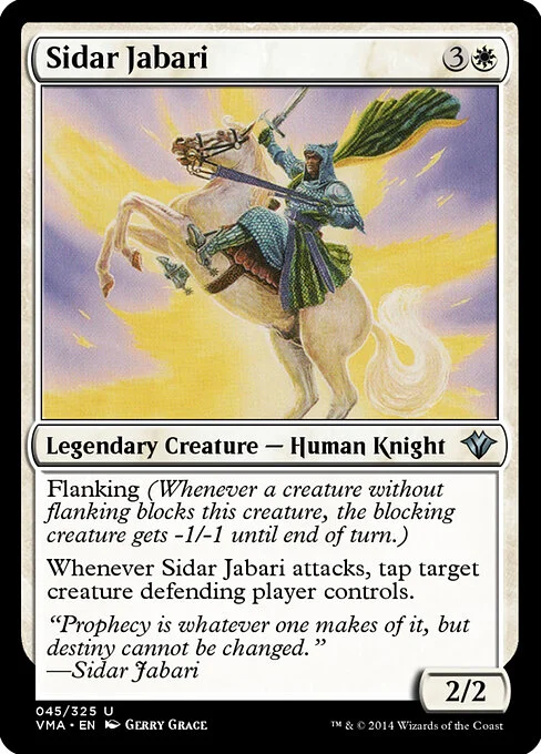 Sidar Jabari, carta Magic di tipo Legendary Creature — Human Knight illustrata da Gerry Grace