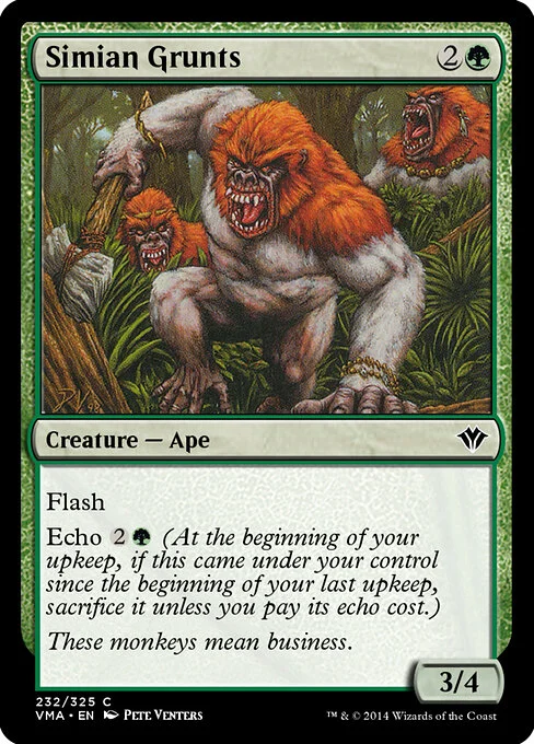 Simian Grunts, carta Magic di tipo Creature — Ape illustrata da Pete Venters