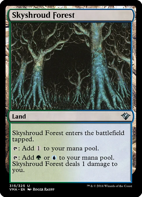 Skyshroud Forest, carta Magic di tipo Land illustrata da Roger Raupp