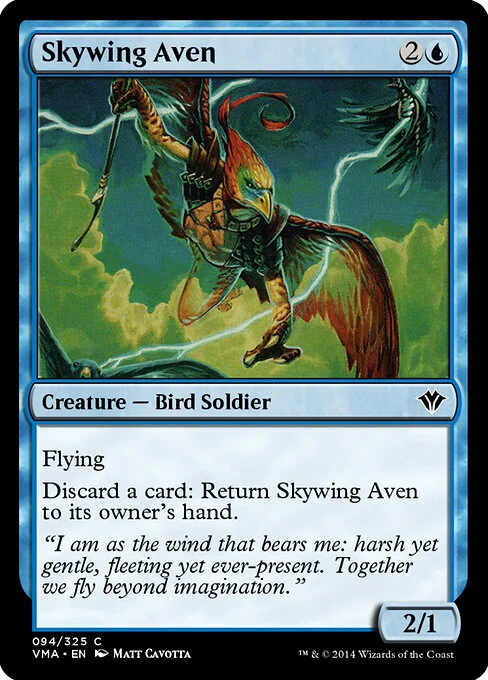 Skywing Aven, carta Magic di tipo Creature — Bird Soldier illustrata da Matt Cavotta