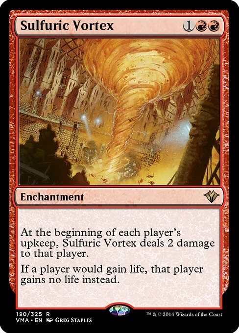Sulfuric Vortex, carta Magic di tipo Enchantment illustrata da Greg Staples