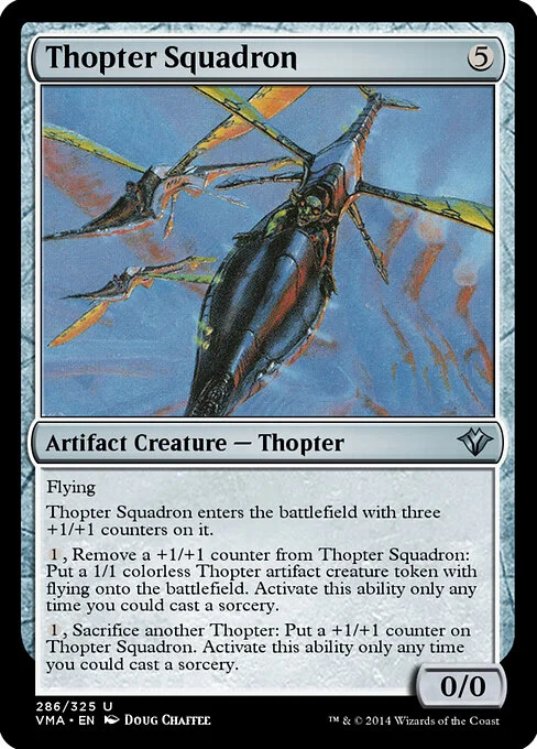 Thopter Squadron, carta Magic di tipo Artifact Creature — Thopter illustrata da Doug Chaffee