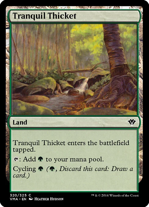 Tranquil Thicket, carta Magic di tipo Land illustrata da Heather Hudson