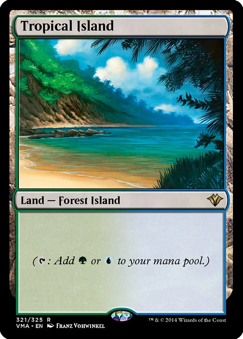 Tropical Island, carta Magic di tipo Land — Forest Island illustrata da Franz Vohwinkel