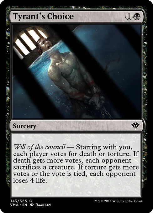 Tyrant's Choice, carta Magic di tipo Sorcery illustrata da Daarken