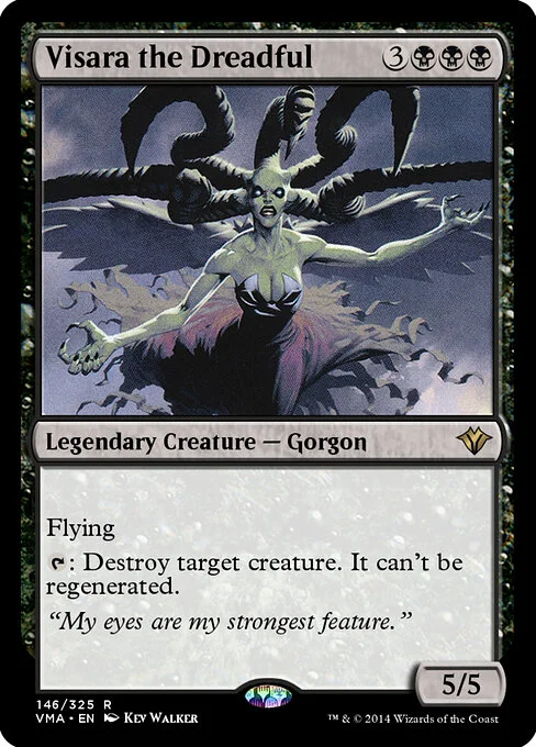 Visara the Dreadful, carta Magic di tipo Legendary Creature — Gorgon illustrata da Kev Walker