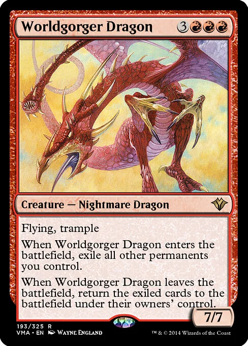 Worldgorger Dragon, carta Magic di tipo Creature — Nightmare Dragon illustrata da Wayne England